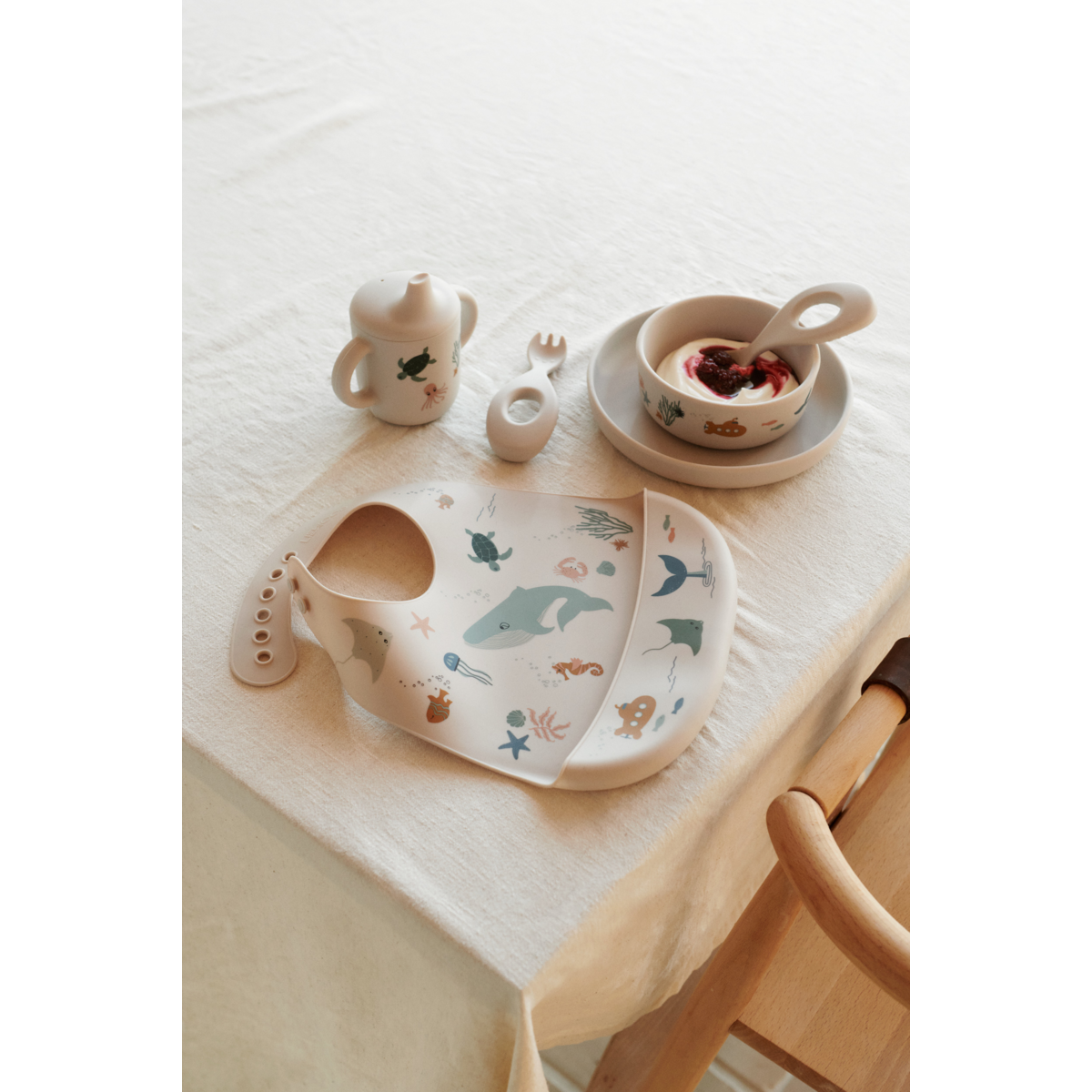 Liewood Lot de 2 bavoirs en silicone Tilda - Sea creature / Sandy - Bavoir