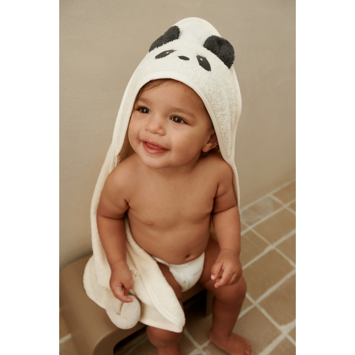 Liewood Serviette bébé à capuche Albert - Panda creme de la creme - Serviettes / Gants de toilettes