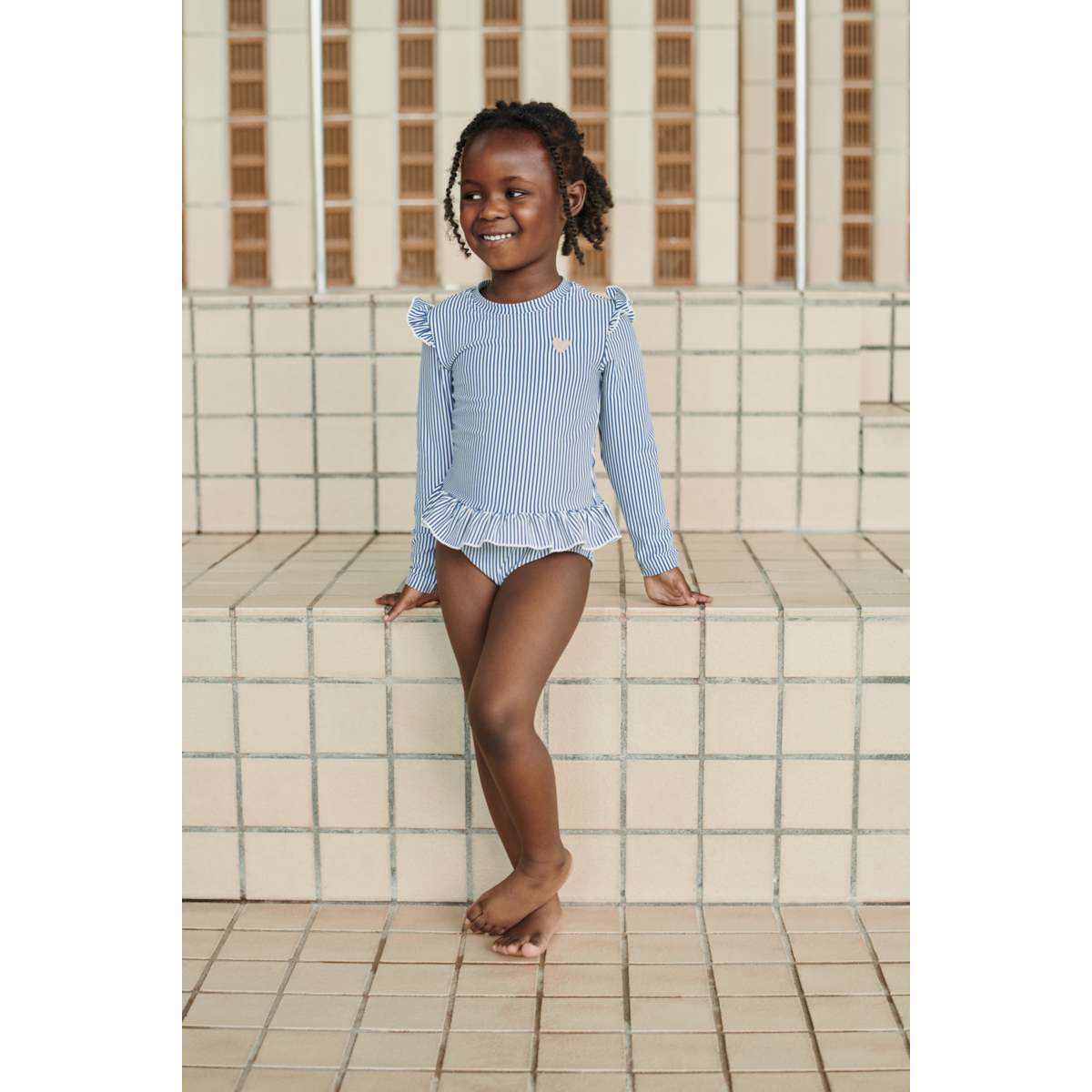 Liewood Combinaison De Bain En Crépon De Coton Sille - Riverside / Creme de la creme - Maillot de bain