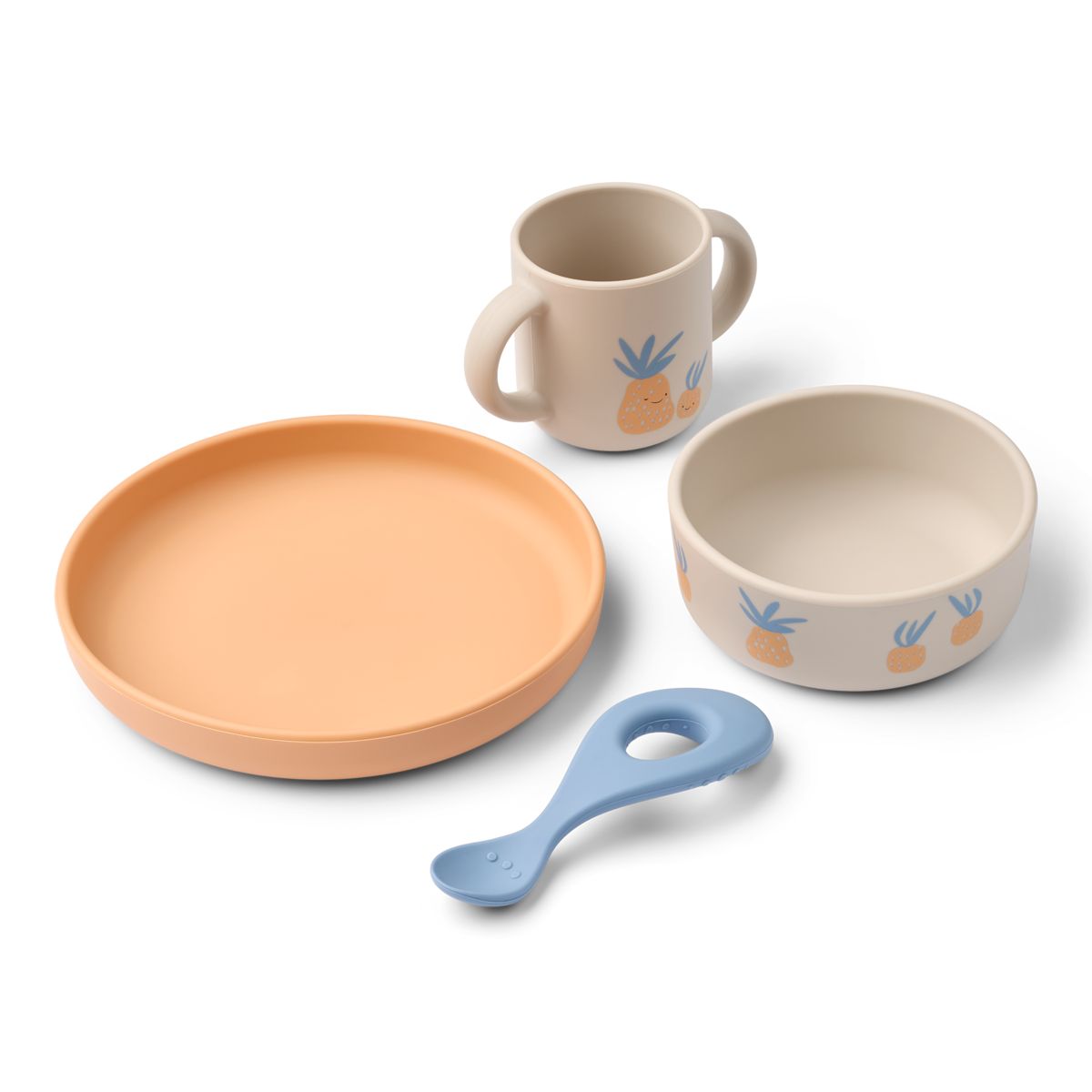 Liewood Set de Vaisselle en Silicone VIVI - Pineapple / Sandy - Ensemble de vaisselle