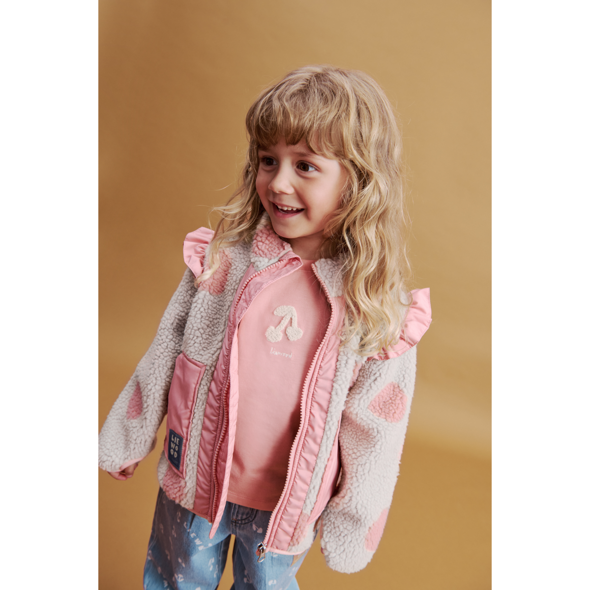 Liewood Veste Polaire à Volants NOAM - Spot dot Sandy / Rose blush mix - Veste