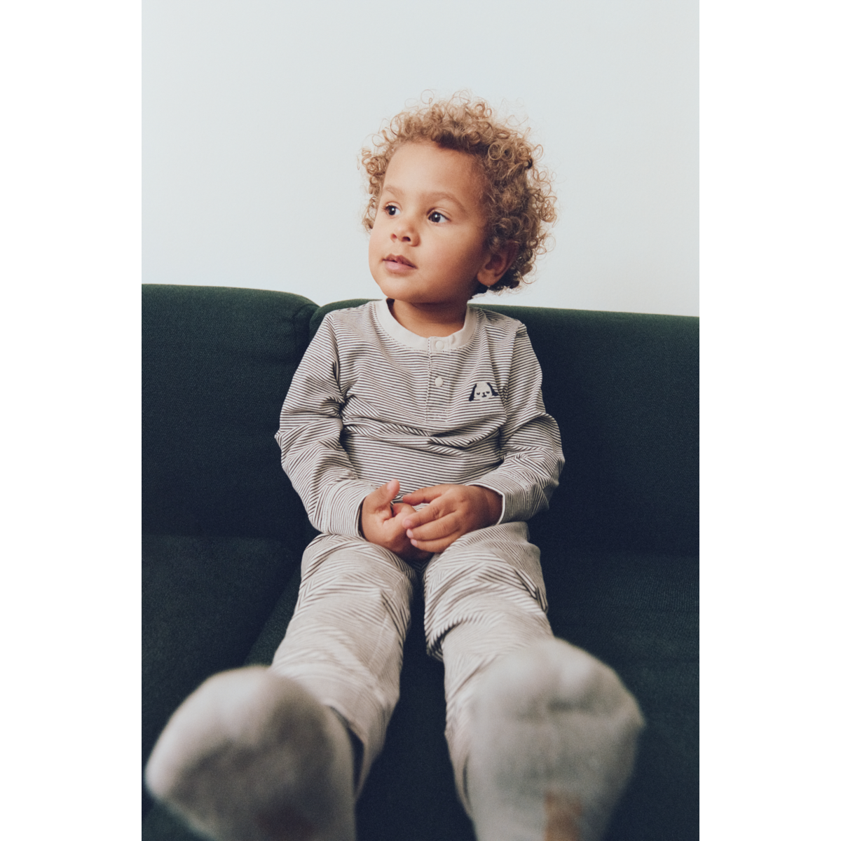 Liewood Pyjama rayé WILHELM Grow - Y/D Sandy / Classic navy stripe - Ensemble pyjama