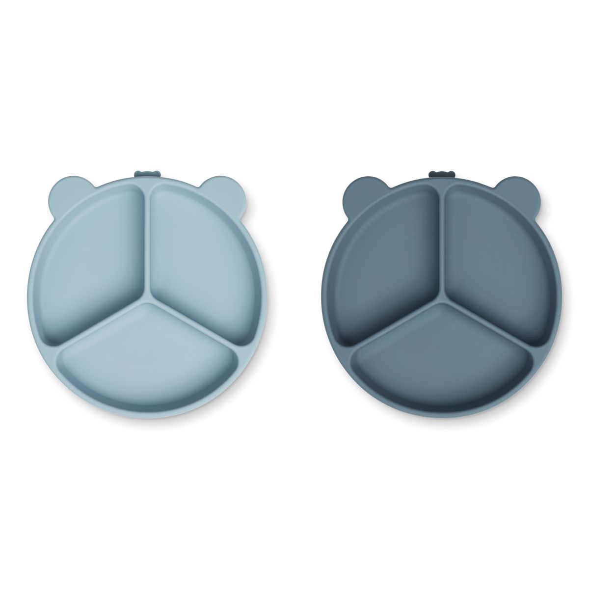 Liewood Lot de 2 assiettes à compartiment Stacy - Sea blue / Whale blue - Assiettes