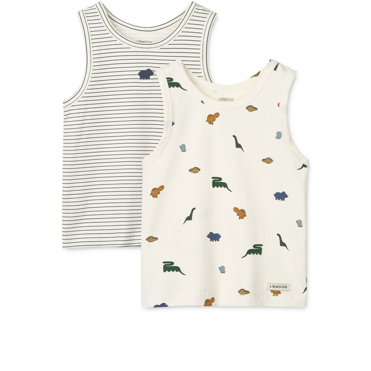 Liewood Débardeur FARIS, Lot de 2 - Mini dinosaurs creme / stripe mix - Débardeur