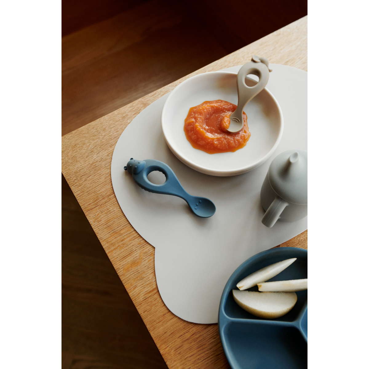 Liewood Lot de 4 cuillères en silicone Liva - Safari/blue multi mix - Couverts