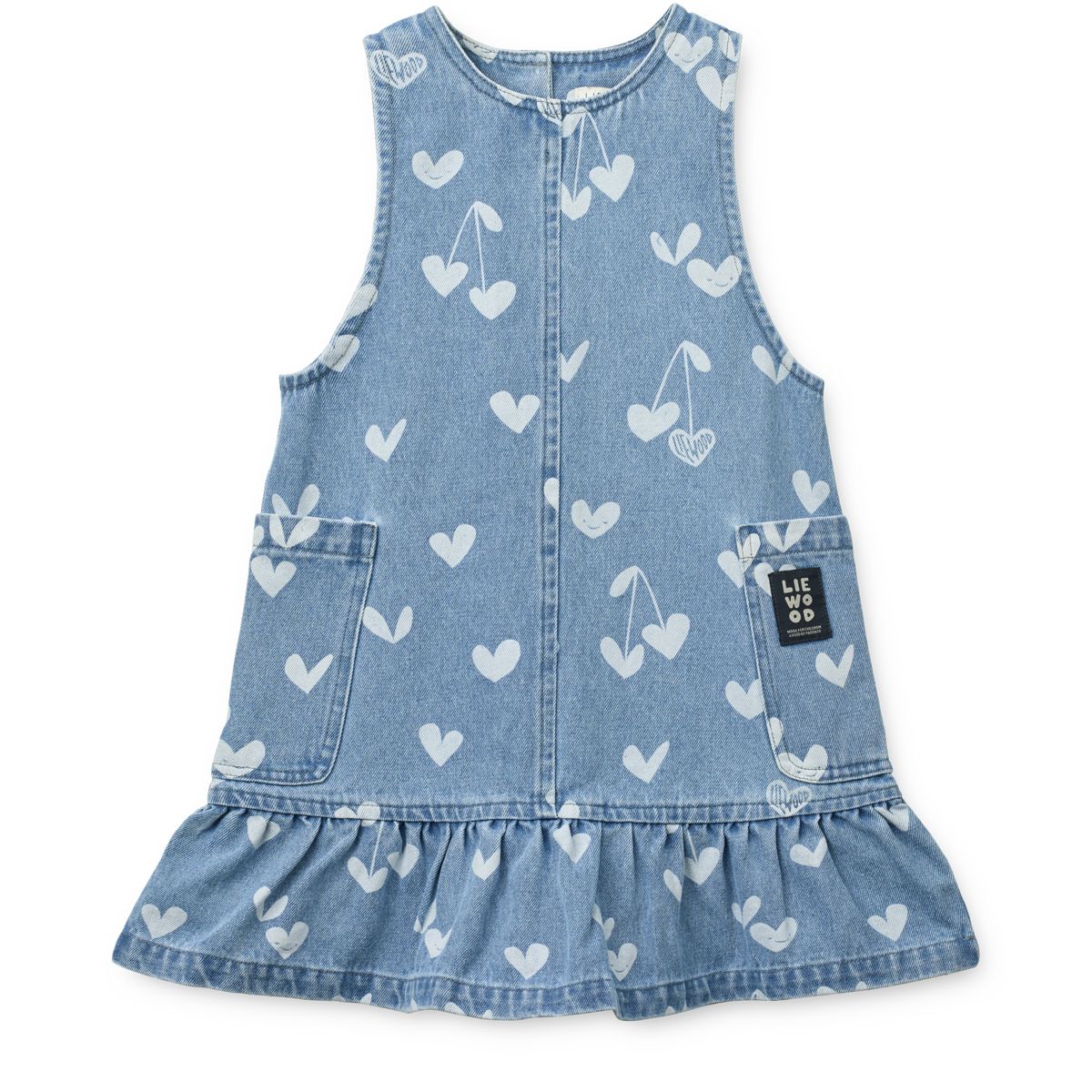 Liewood Robe en Jean à Imprimé et à volants ANGELICA - Sweethearts / light blue denim - Robe