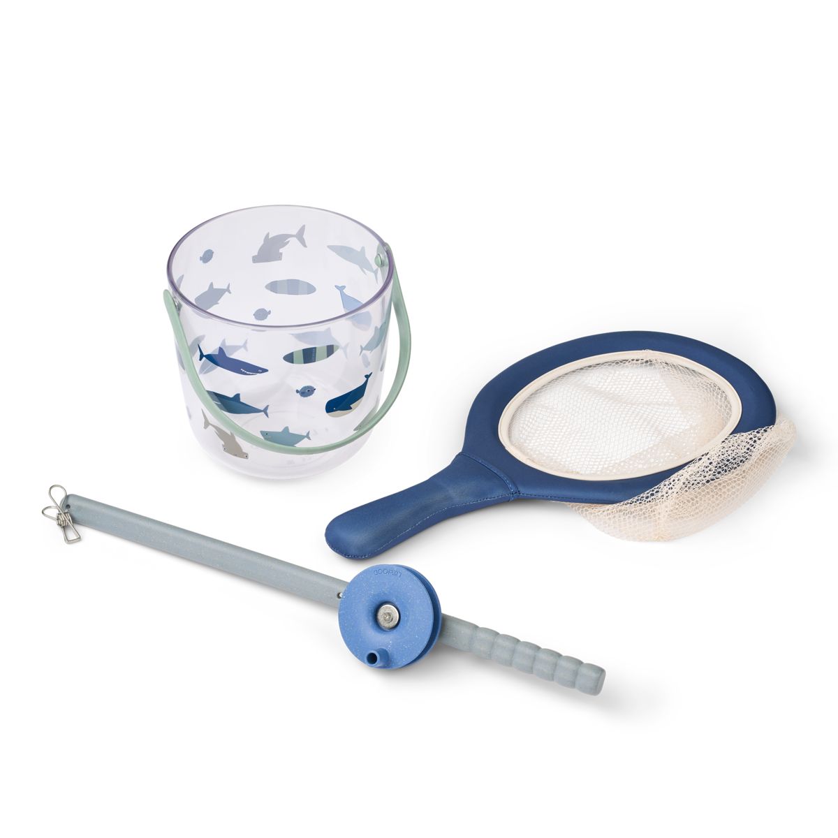 Liewood Ensemble de Pêche au Crabe avec Filet CORA - Shark / Dove blue - Jouet d'extérieur