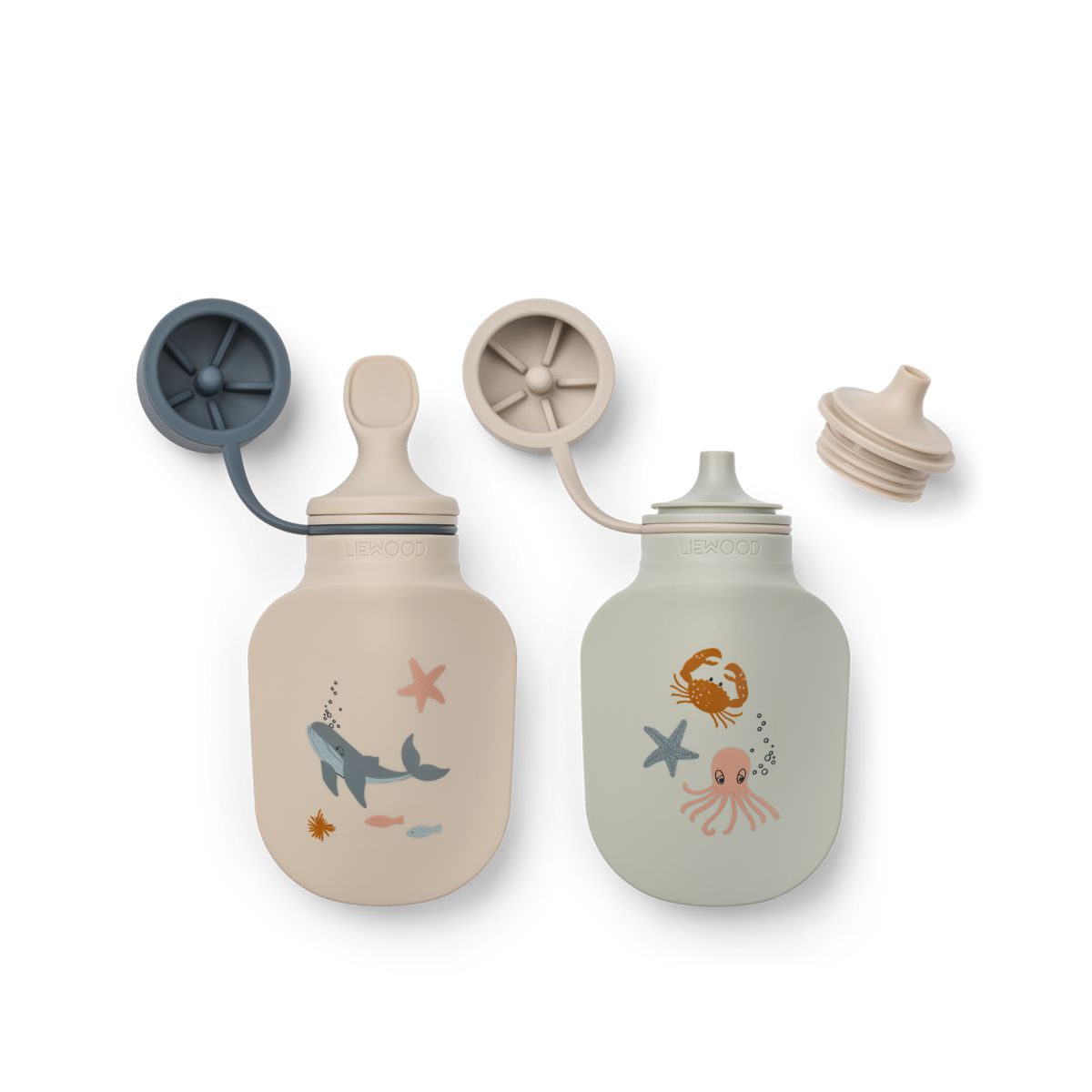 Liewood Lot de 2 bouteilles de smoothie Lizzie - Sea creature / Sandy - Bouteilles á smoothie