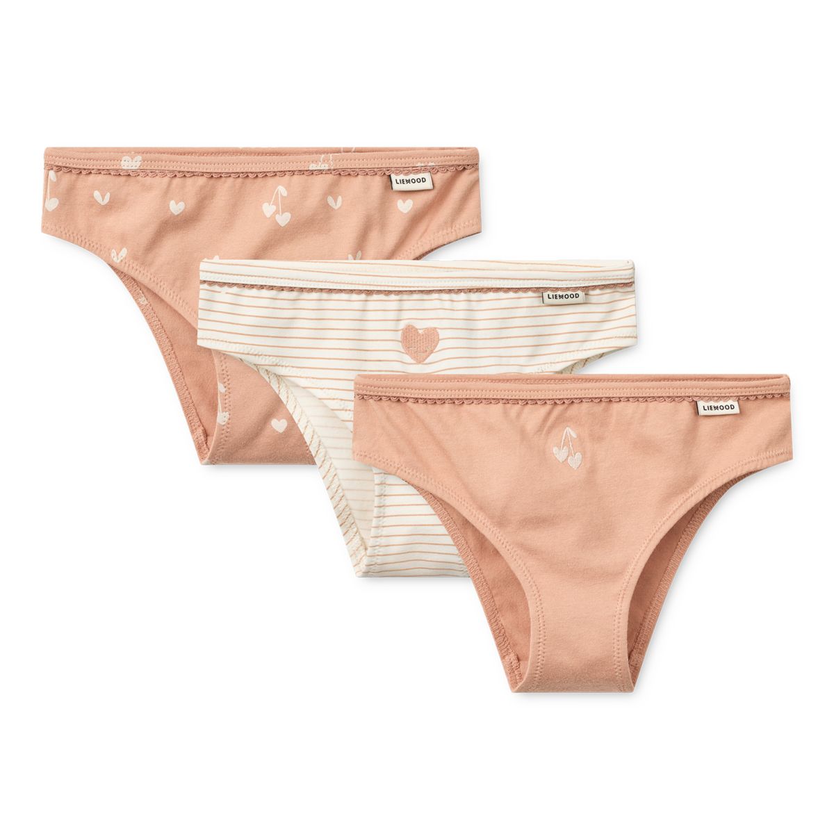 Liewood Slips AYLIN, Lot de 3 - Sweethearts / Pale tuscany / stripe / heart / mix - Slips