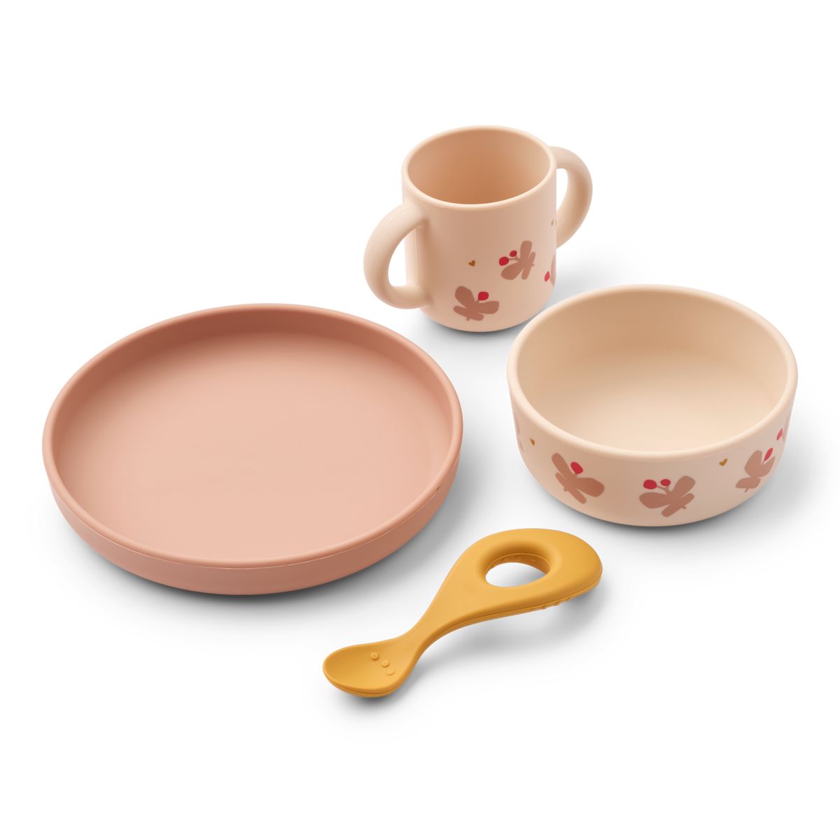 Liewood Set de Vaisselle en Silicone VIVI - Butterfly / Apple blossom - Ensemble de vaisselle