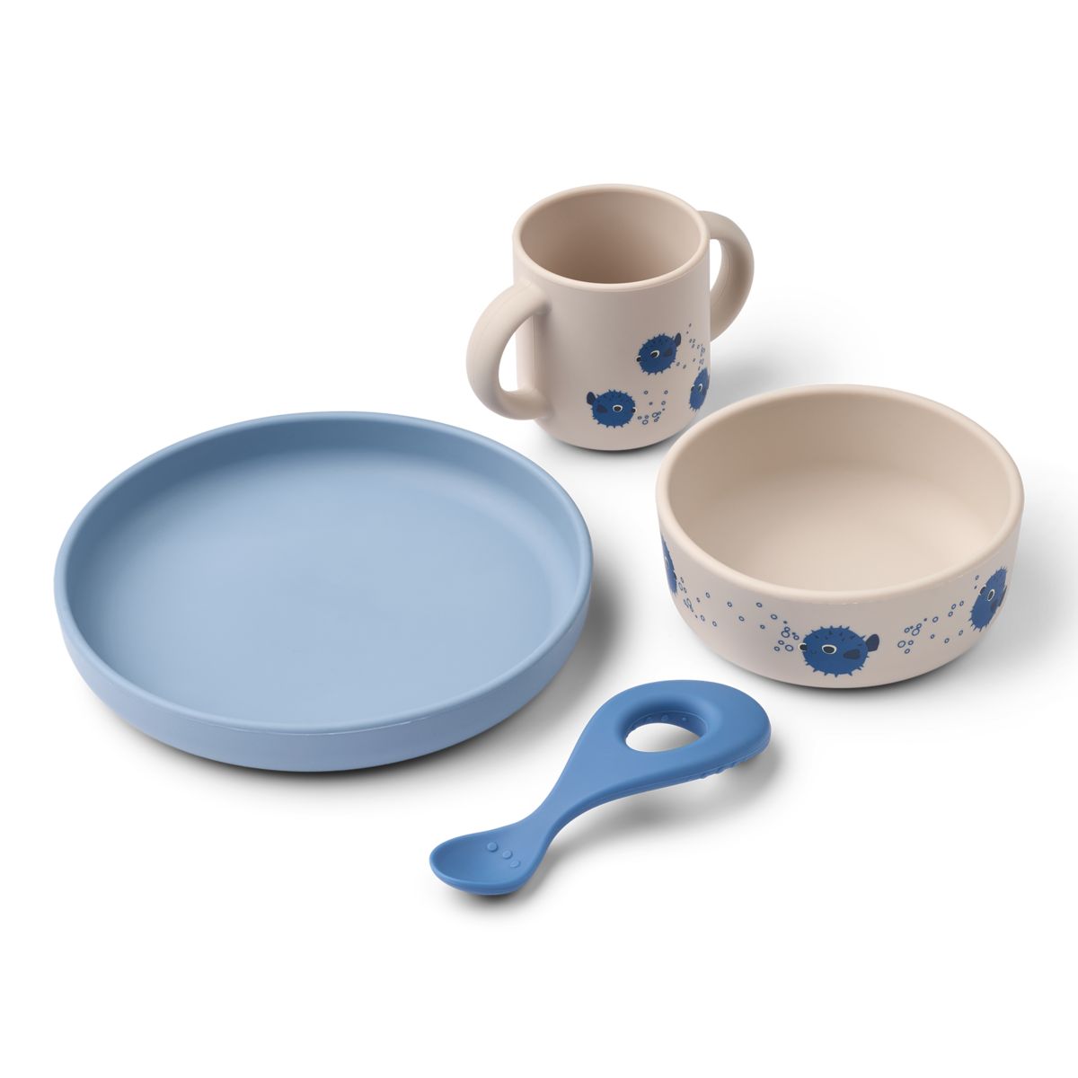 Liewood Set de Vaisselle en Silicone VIVI - Pufferfish / Sandy - Ensemble de vaisselle