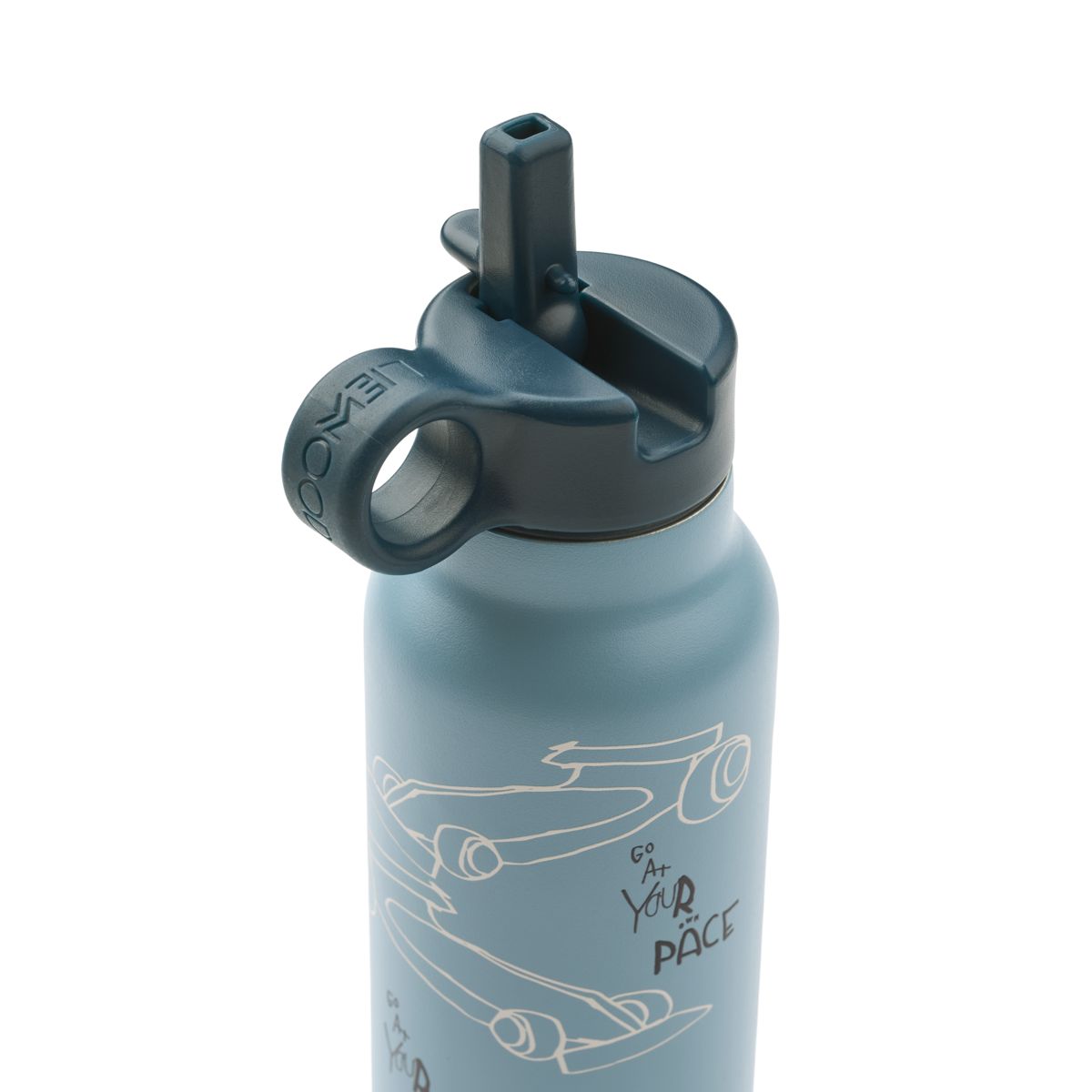 Liewood Gourde Falk 350 ml - Race cars / Beach blue - Goude eau