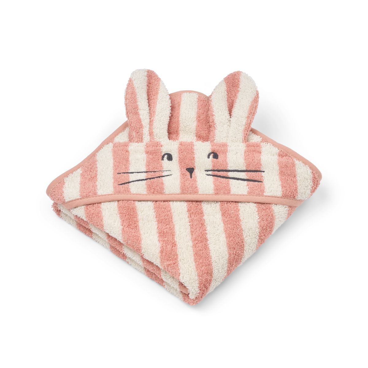 Liewood Serviette de Bain Bébé à Capuche ALBERT - Coral blush / creme de la creme stripe - Serviettes / Gants de toilettes