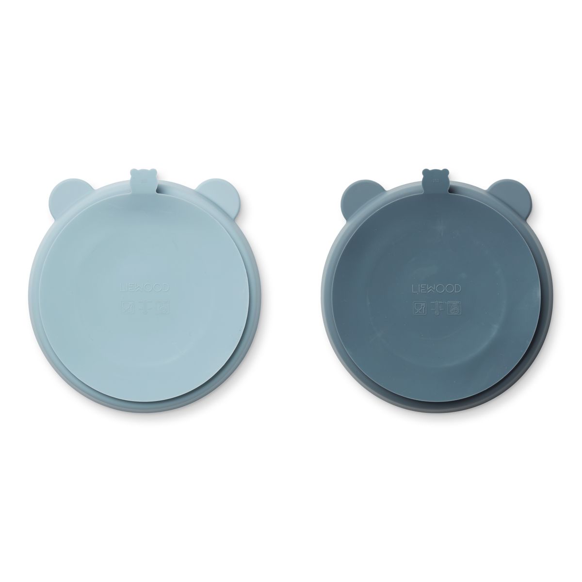 Liewood Lot de 2 assiettes à compartiment Stacy - Sea blue / Whale blue - Assiettes
